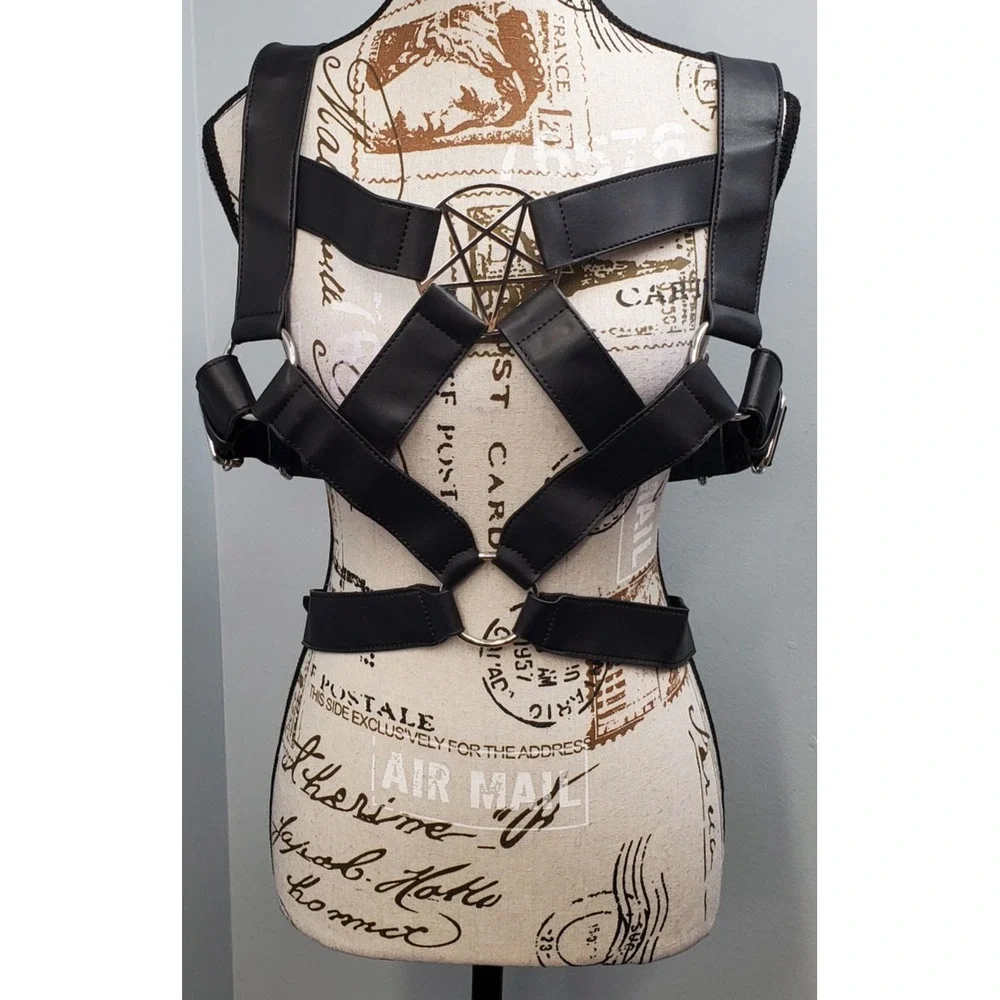 Killstar Age of Darkness Chest Harness Belt Unisex O/S Black Leather KSRA003387